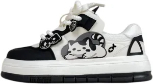 Bobo's House Chubby Cheeks Kitty Chunky Sneakers Kawaii Women’s Vegan Leather Platform Shoes