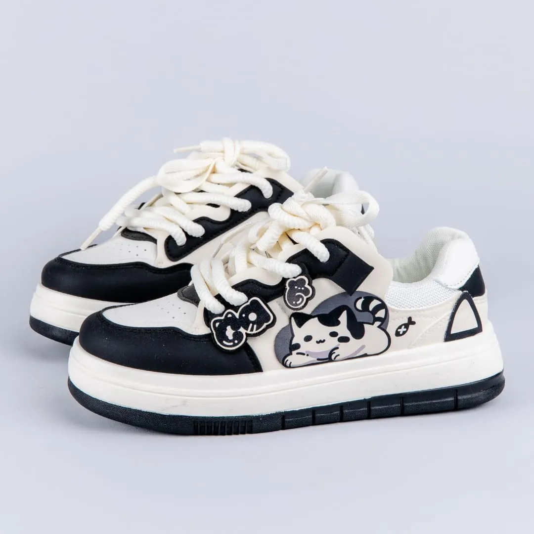 Bobo's House Chubby Cheeks Kitty Chunky Sneakers Kawaii Women’s Vegan Leather Platform Shoes