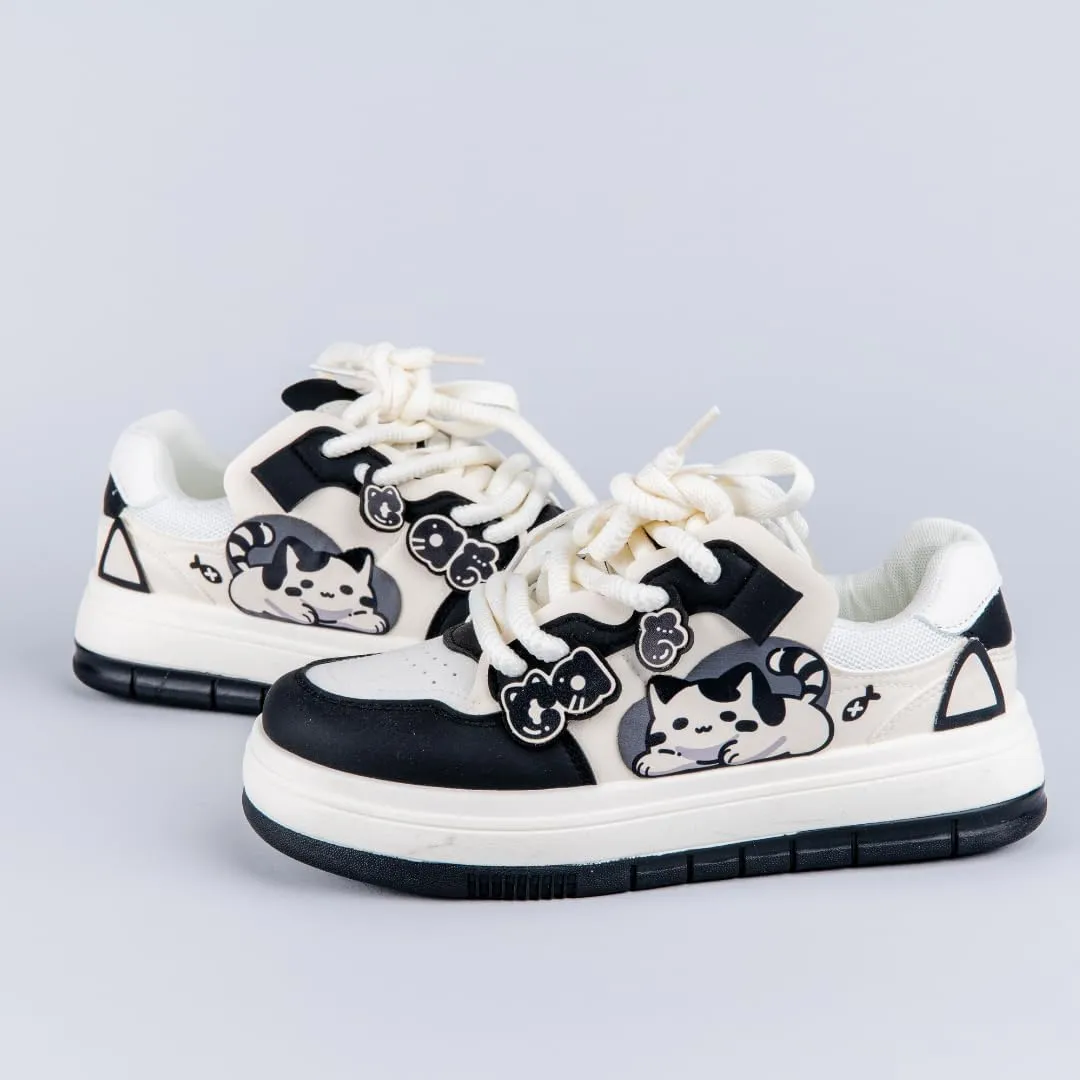 Bobo's House Chubby Cheeks Kitty Chunky Sneakers Kawaii Women’s Vegan Leather Platform Shoes