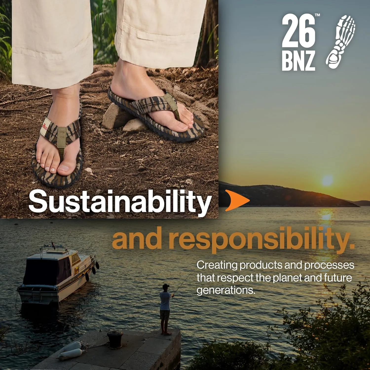 Bonezzz Chillzzz Flip Flops for Men – Memory Foam Sandals with Heel Pad Grip
