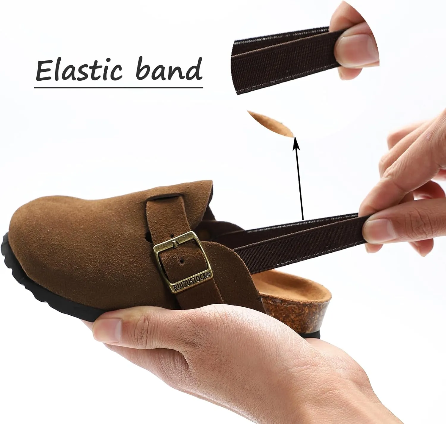 Boys Girls Suede Clogs Unisex Toddler Slip-on Slippers Kids Outdoor Indoor Flat Shoes Classic Cork Adjustable Buckle Mules Cute Sandals