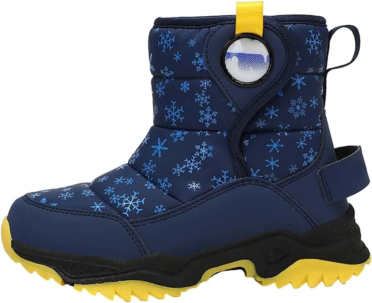 Boys Girls Wnter Snow Boots F𝐮lly F𝐮r Lined Warm Outdoor Hiking Shoes 𝐖aterproof Anti-Slip Kids Toddlers Snow Boots
