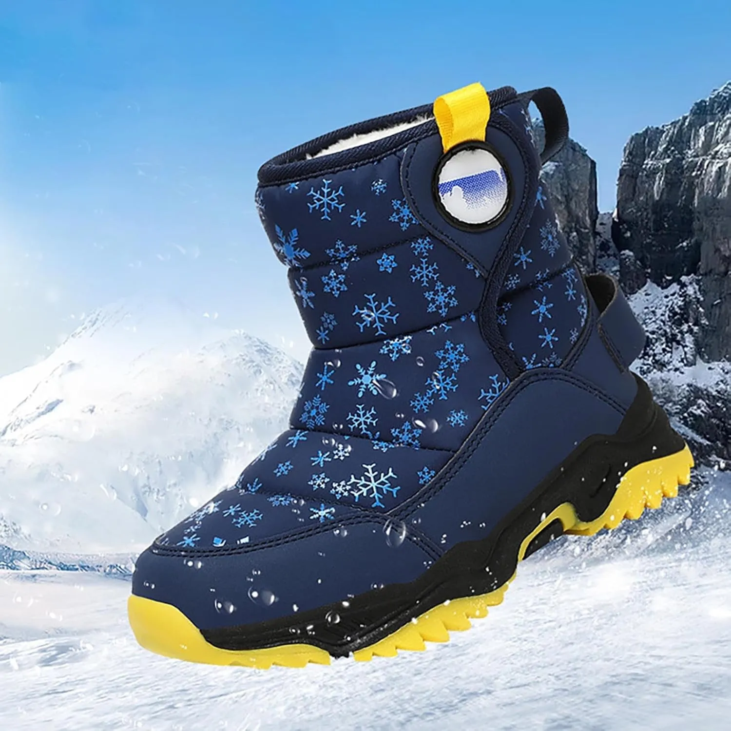 Boys Girls Wnter Snow Boots F𝐮lly F𝐮r Lined Warm Outdoor Hiking Shoes 𝐖aterproof Anti-Slip Kids Toddlers Snow Boots