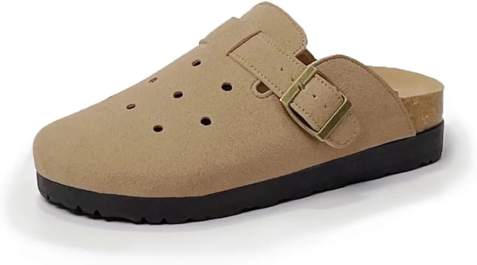Breathable Women’s Clogs Ventilated Hollow Design Mules with Soft Cork Footbed and Arch Support