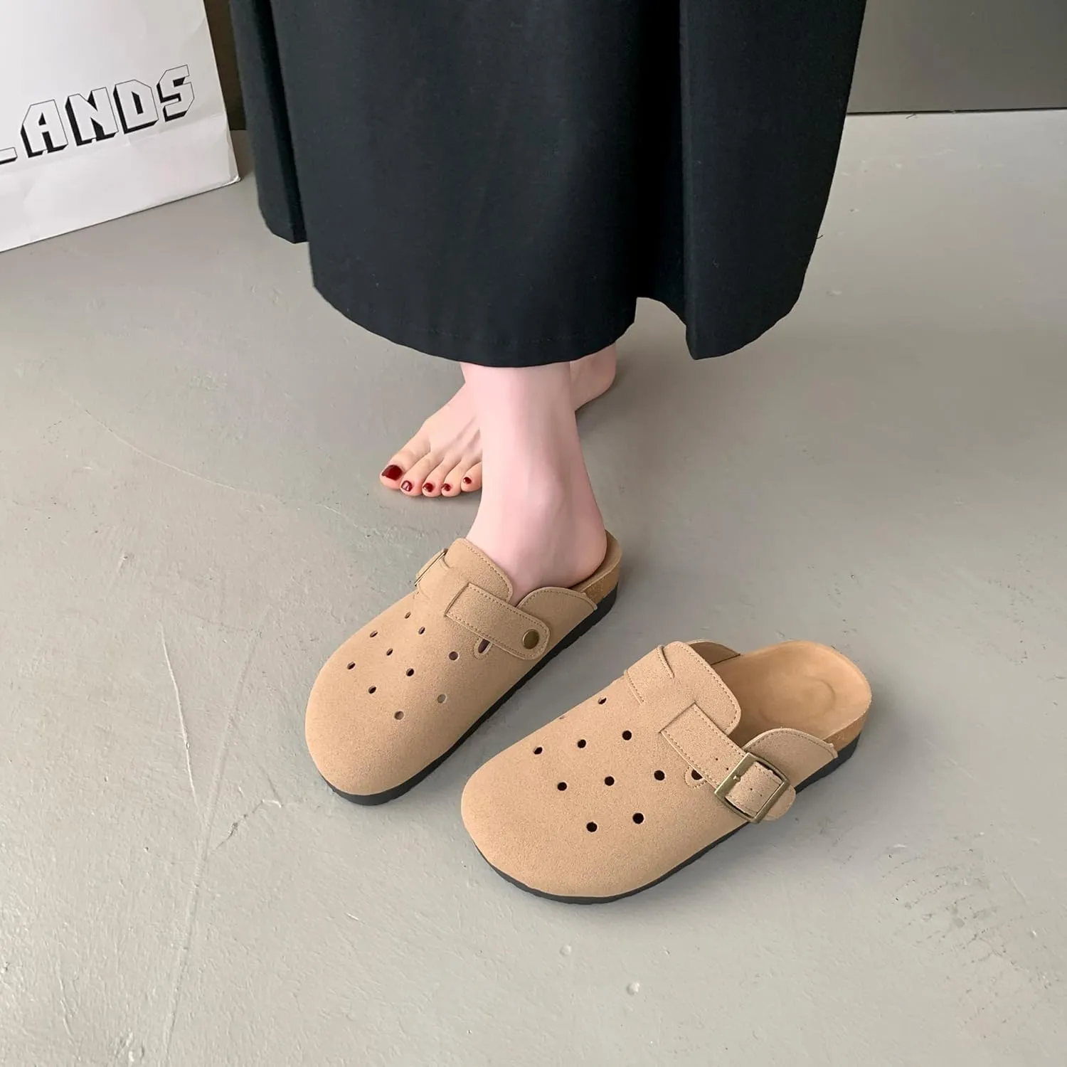 Breathable Women’s Clogs Ventilated Hollow Design Mules with Soft Cork Footbed and Arch Support
