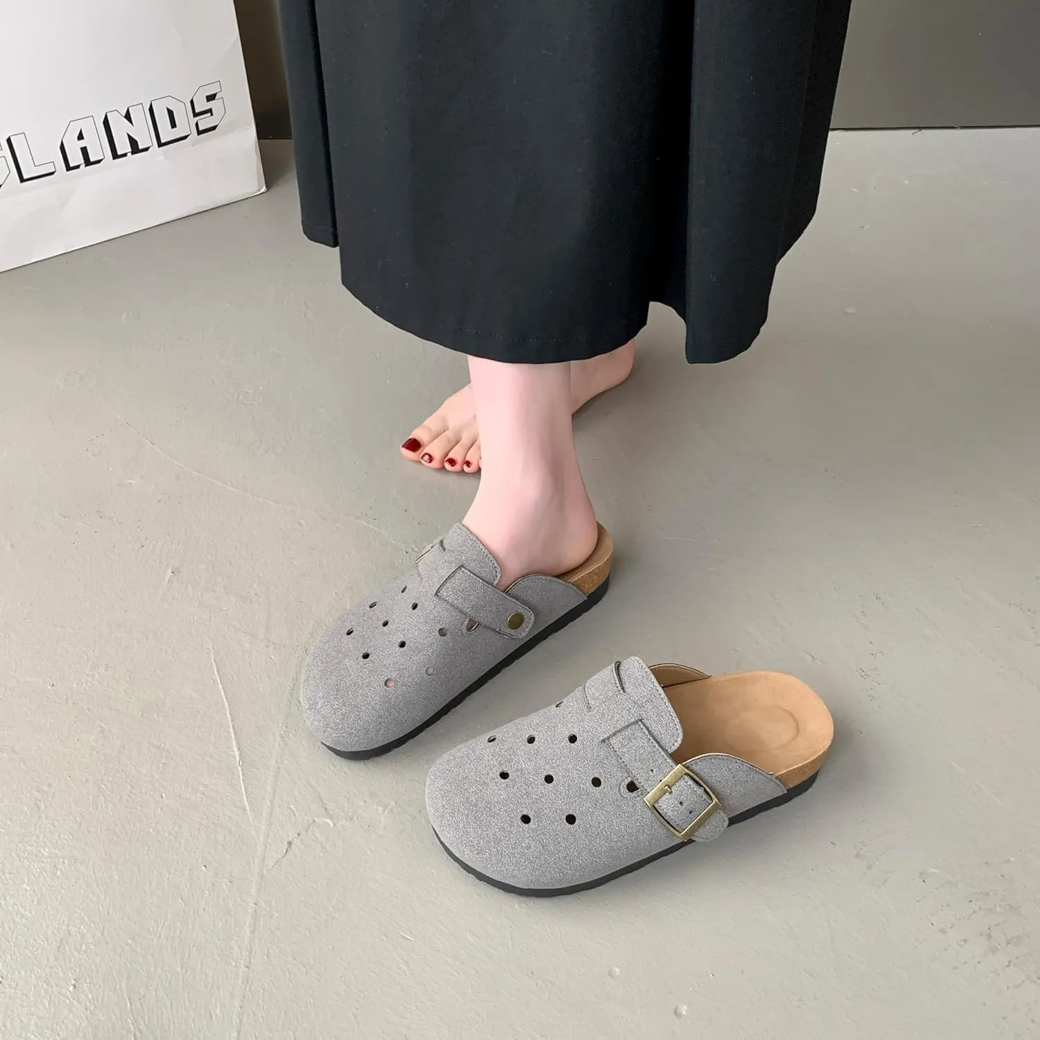 Breathable Women’s Clogs Ventilated Hollow Design Mules with Soft Cork Footbed and Arch Support