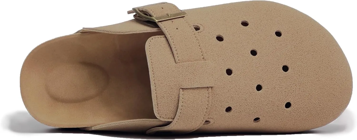 Breathable Women’s Clogs Ventilated Hollow Design Mules with Soft Cork Footbed and Arch Support