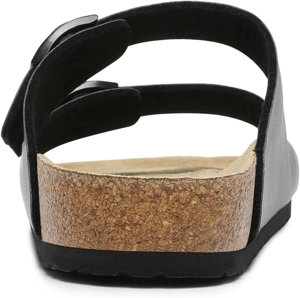 Bruno Marc Men's Cork footbed Sandal Beach Slides with Adjustable Buckle Straps