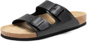 Bruno Marc Men's Cork footbed Sandal Beach Slides with Adjustable Buckle Straps