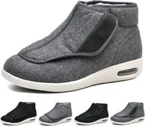 bumuam Men's Diabetic Shoes Extra Wide Width,Men's Diabetic Winter Warm Fleece Shoes, Non-Slip Round Toe Adjustable Wide Memory Form Boots Extra Wide Bootie Slippers