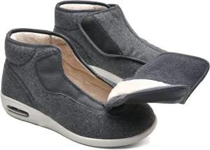 bumuam Walking Adjustable Diabetic Shoes, Men's Diabetic Winter Warm Fleece Shoes Non-Slip Round Toe Adjustable Wide Memory Form Arthritis Swollen Boots
