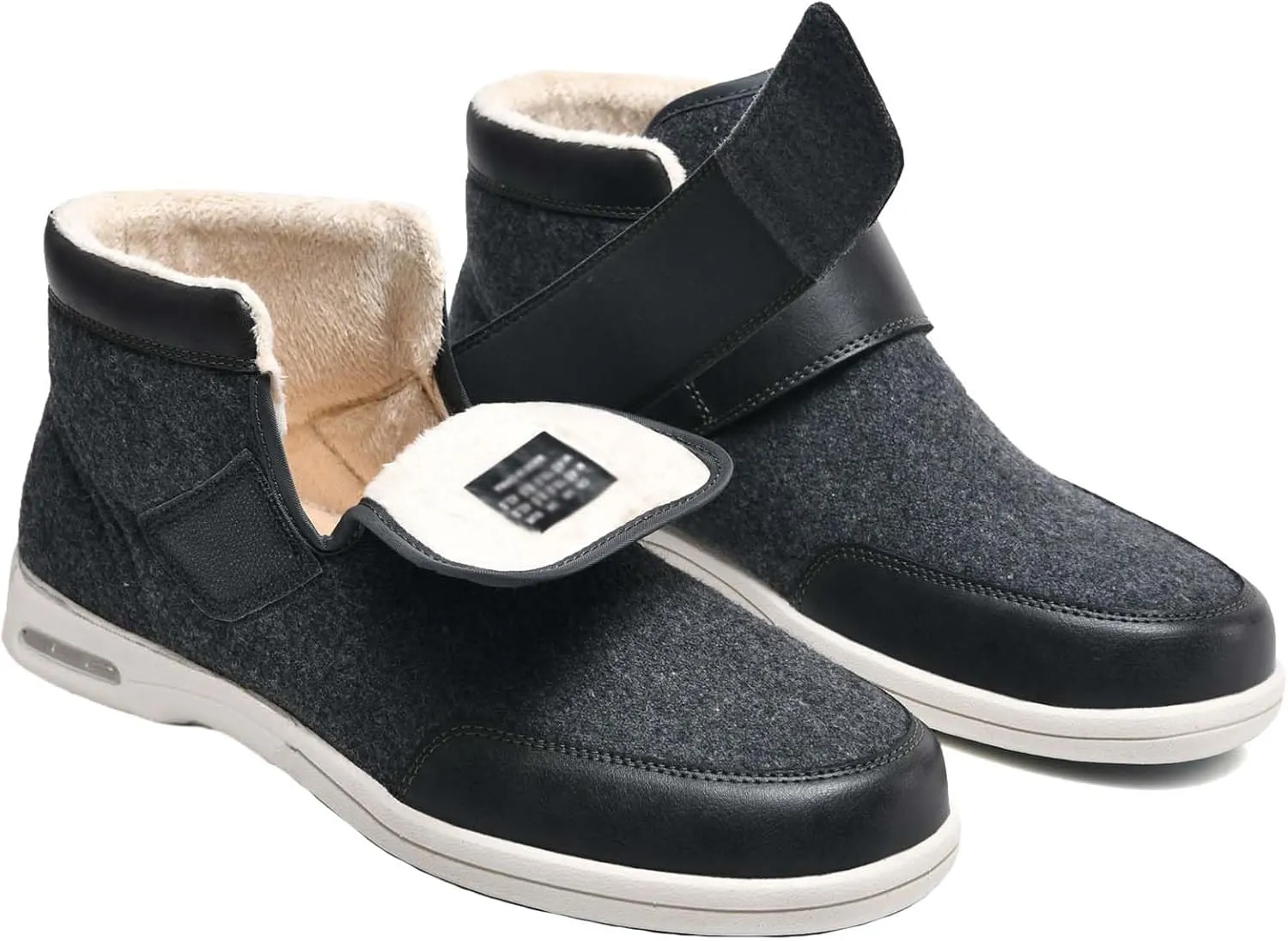 bumuam Women Slip On Shoes with Arch Support,Mens Warm Wide Diabetic Shoes, Adjustable Closures Walking Boots for Elderly Swollen Feet, Diabetic & Edema