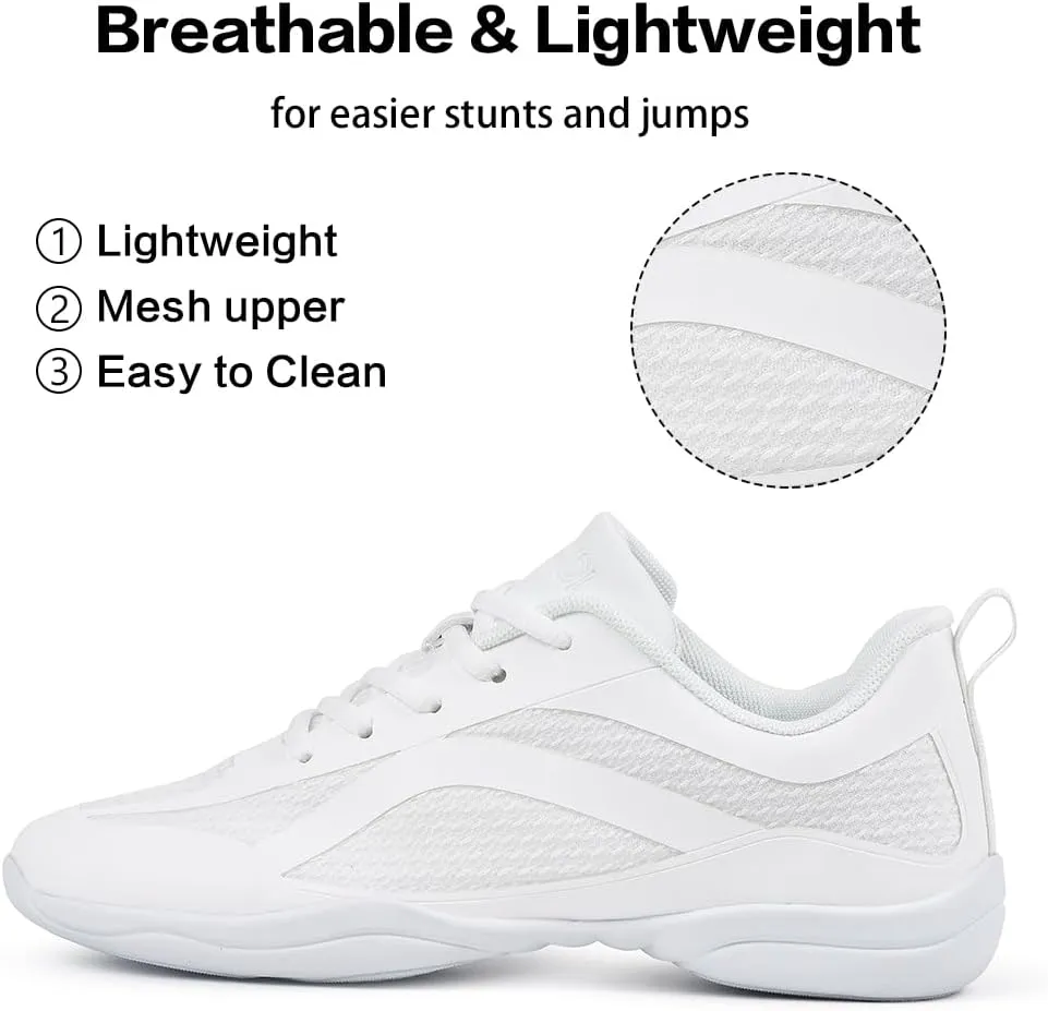 CADIDL Cheer Shoes for Women White Cheerleading Athletic Dance Shoes Girls Flats Tennis Walking Sneakers