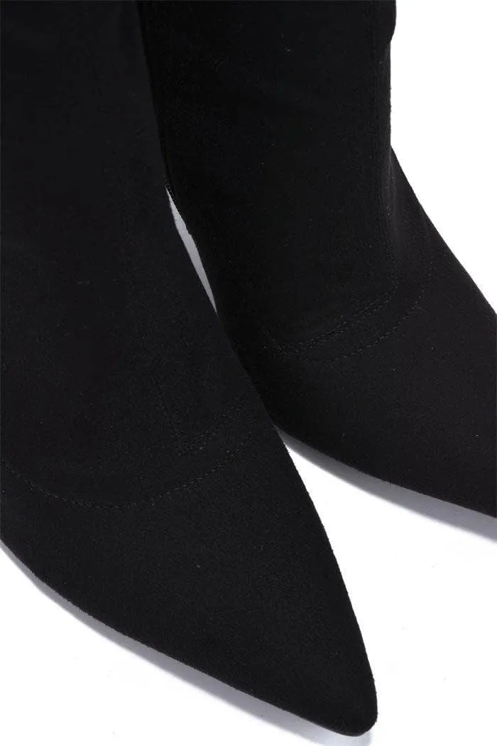 Cape Robbin Renee Pointed Toe Perspex Clear Stiletto Heeled Ankle Dress Booties