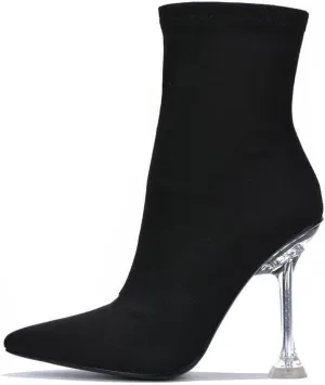 Cape Robbin Renee Pointed Toe Perspex Clear Stiletto Heeled Ankle Dress Booties