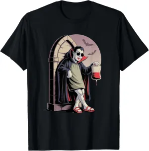 Cartoon Vampire with Blood Bag Spooky Undead Chill Look T-Shirt
