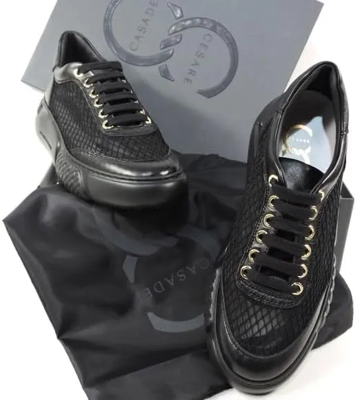 CASADEI Women's Black Soft Leather Fashion Sneakers, Comfort, Summer