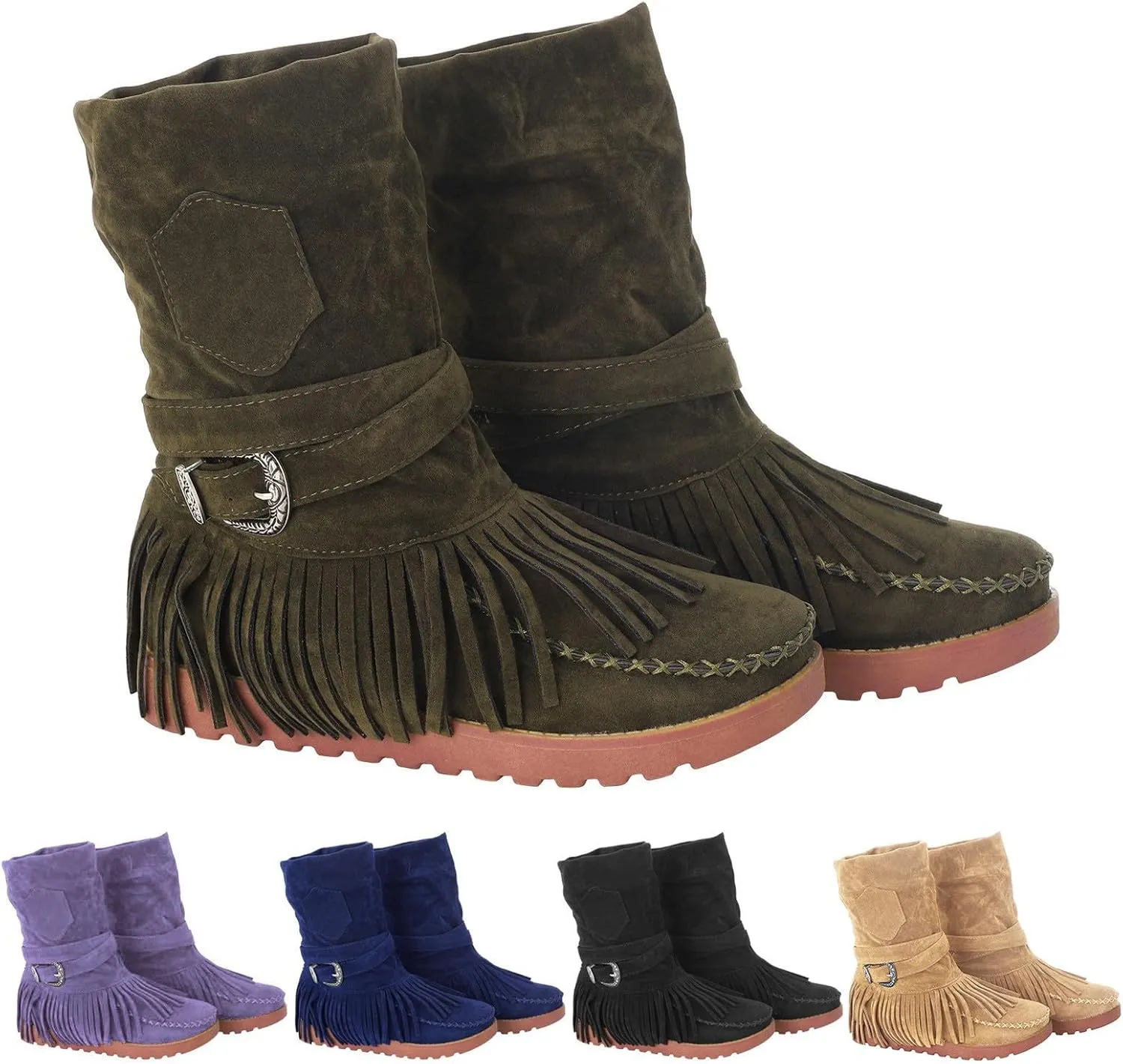 Casual Fashion Women Ankle Boots Women's Boots Ankle Boots Casual Retro Fringe Tassel Round Toe Flat Women's Boots