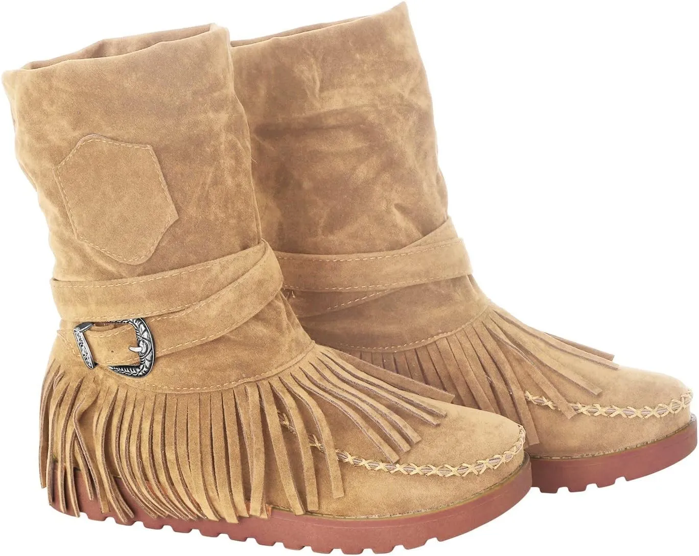 Casual Fashion Women Ankle Boots Women's Boots Ankle Boots Casual Retro Fringe Tassel Round Toe Flat Women's Boots