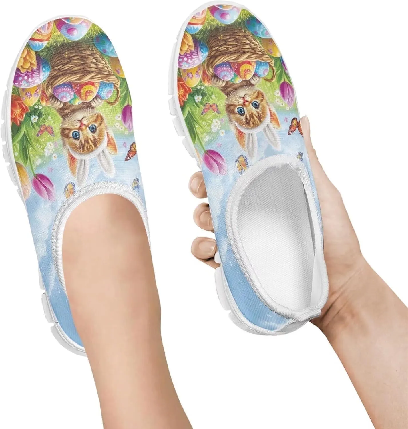 Casual Mesh Laceless Shoes Girls Boys Slip On Shoes-White Sole