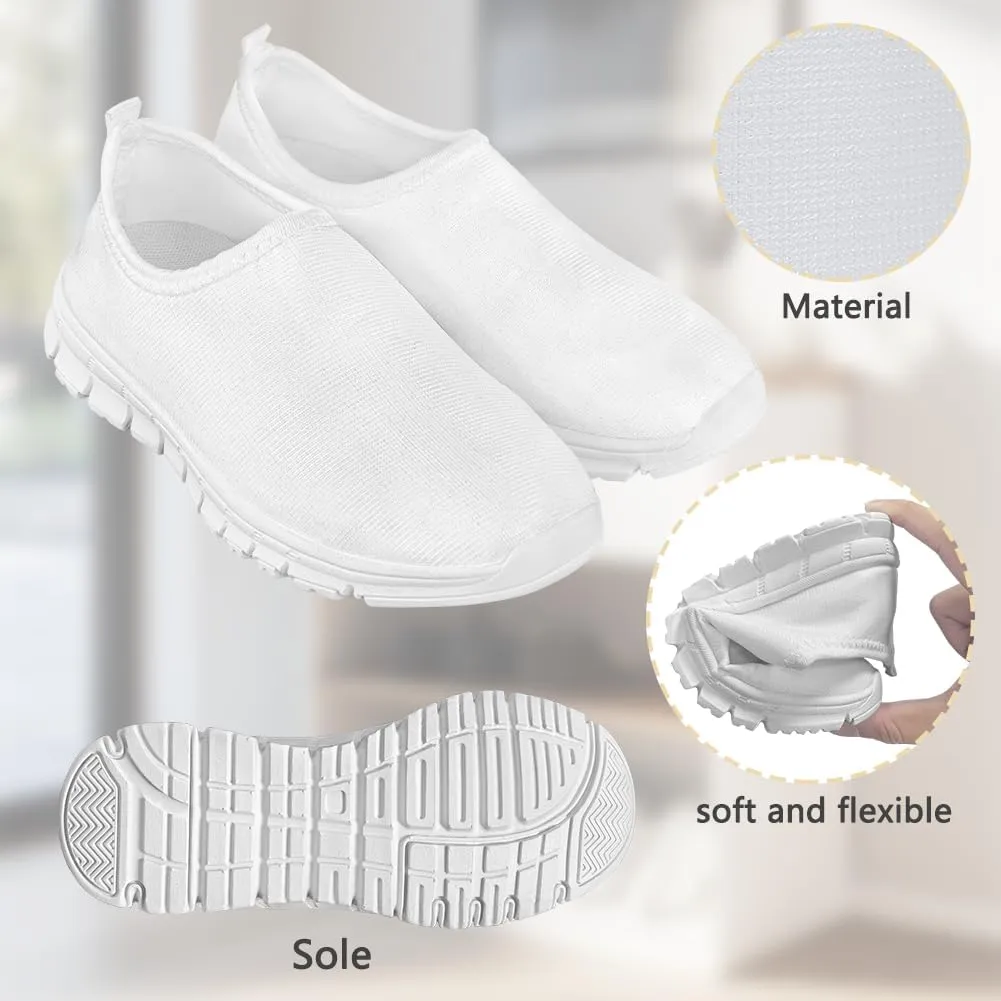 Casual Mesh Laceless Shoes Girls Boys Slip On Shoes-White Sole