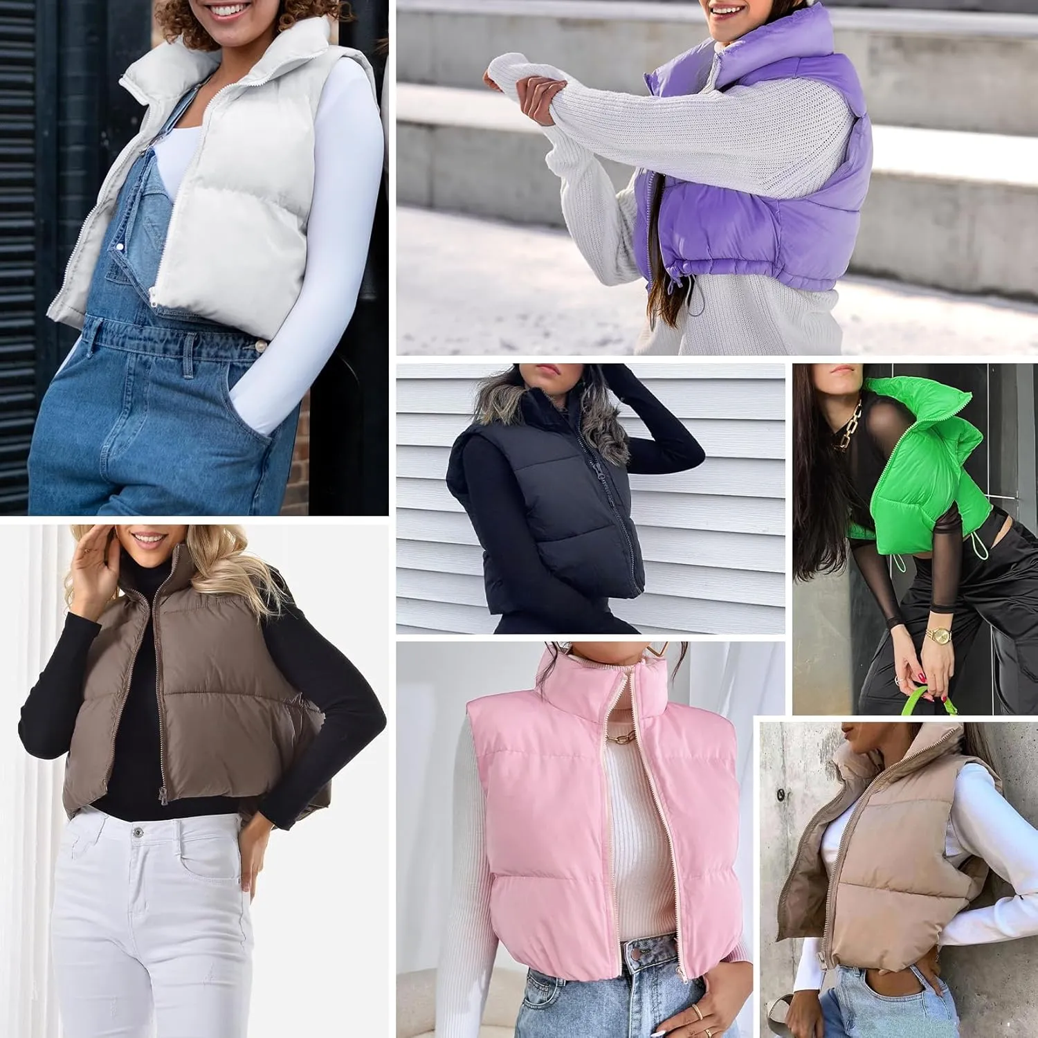 Century Star Cropped Puffer Vest Women's Outerwear Vests Puffy Sleeveless 2024 Quilted Christmas Vest Tops Jackets Coat Zip