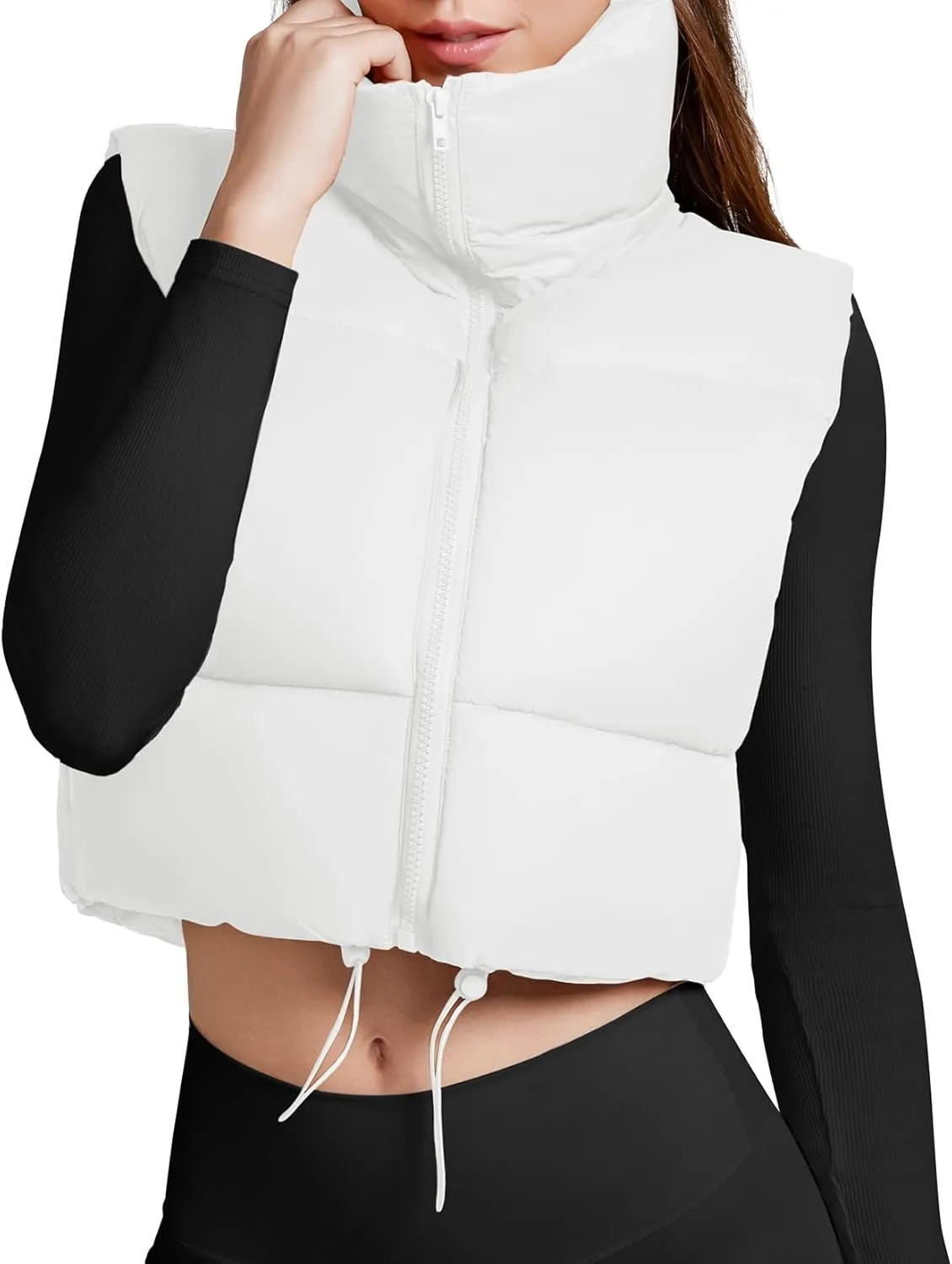 Century Star Cropped Puffer Vest Women's Outerwear Vests Puffy Sleeveless 2024 Quilted Christmas Vest Tops Jackets Coat Zip