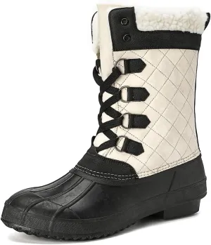 CERYTHRINA Womens Duck Boots Waterproof Warm Snow Boots Outdoor Warm Lined Winter Booties Mid-Calf Rain Boot