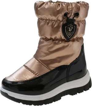 Childrens Thick Snow Boots Kids Fashion Outdoor Ski Shoes Winter 𝐖aterproof Comfy Warm Leather Flat Booties Ankle