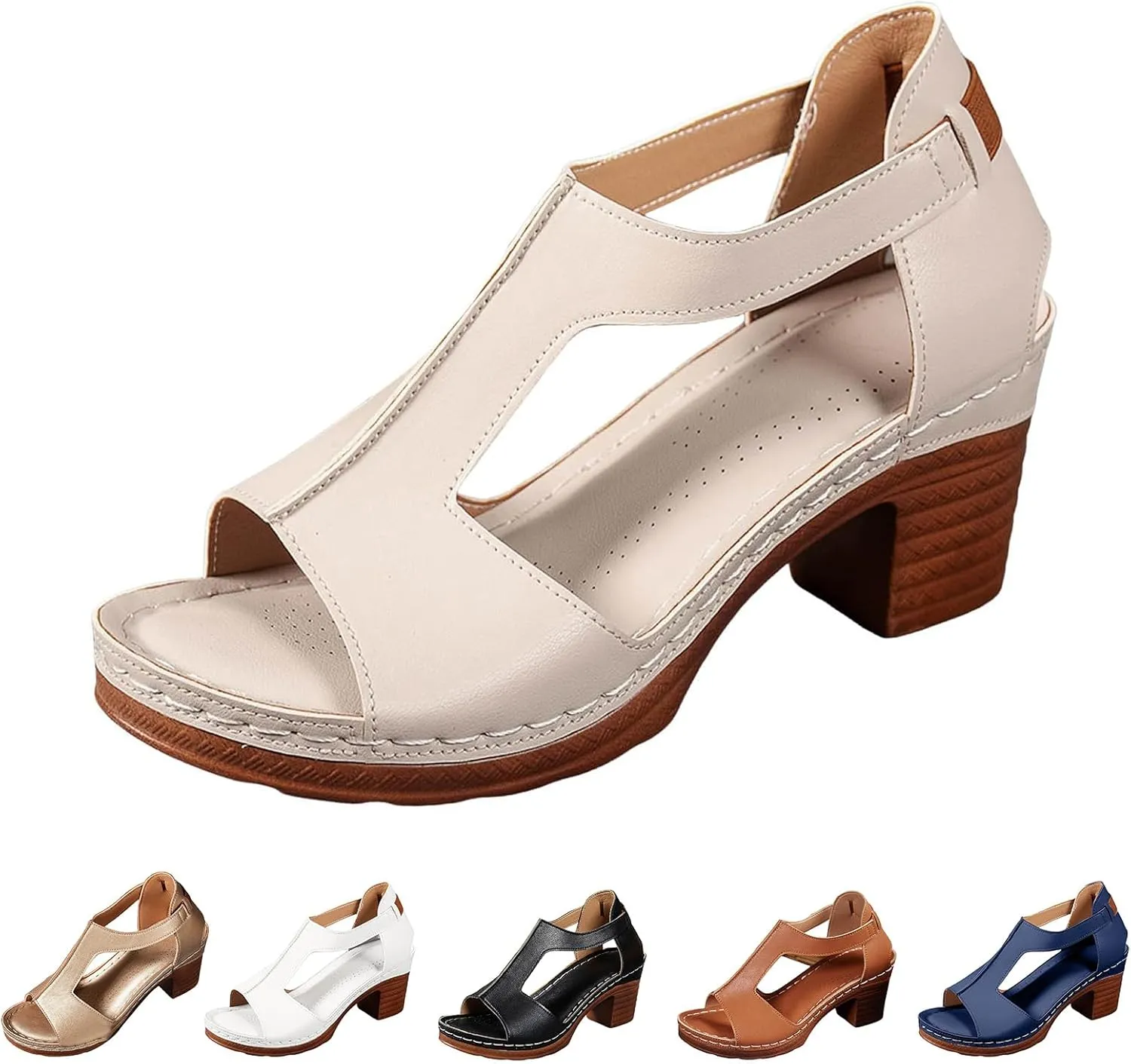 Chunky Heel Sandals for Women Comfortable Open Toe Sandal Dressy Casual Slip On Ankle Strap Wedges Shoes Summer Beach Walking Sandals 2025 Trendy Vacation Shoe