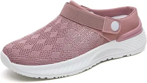 Clogs for Women Lightweight Breathable Sandals Comfortable Walking Shoes Air Cushion Platform Mesh Mules Outdoor Beach Pool Exercise Shoe Knit Open Back Slip on Shoes