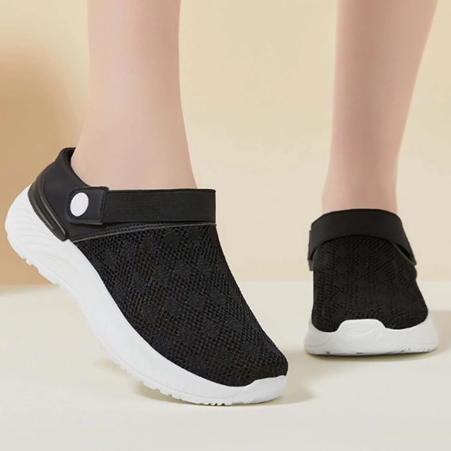 Clogs for Women Lightweight Breathable Sandals Comfortable Walking Shoes Air Cushion Platform Mesh Mules Outdoor Beach Pool Exercise Shoe Knit Open Back Slip on Shoes