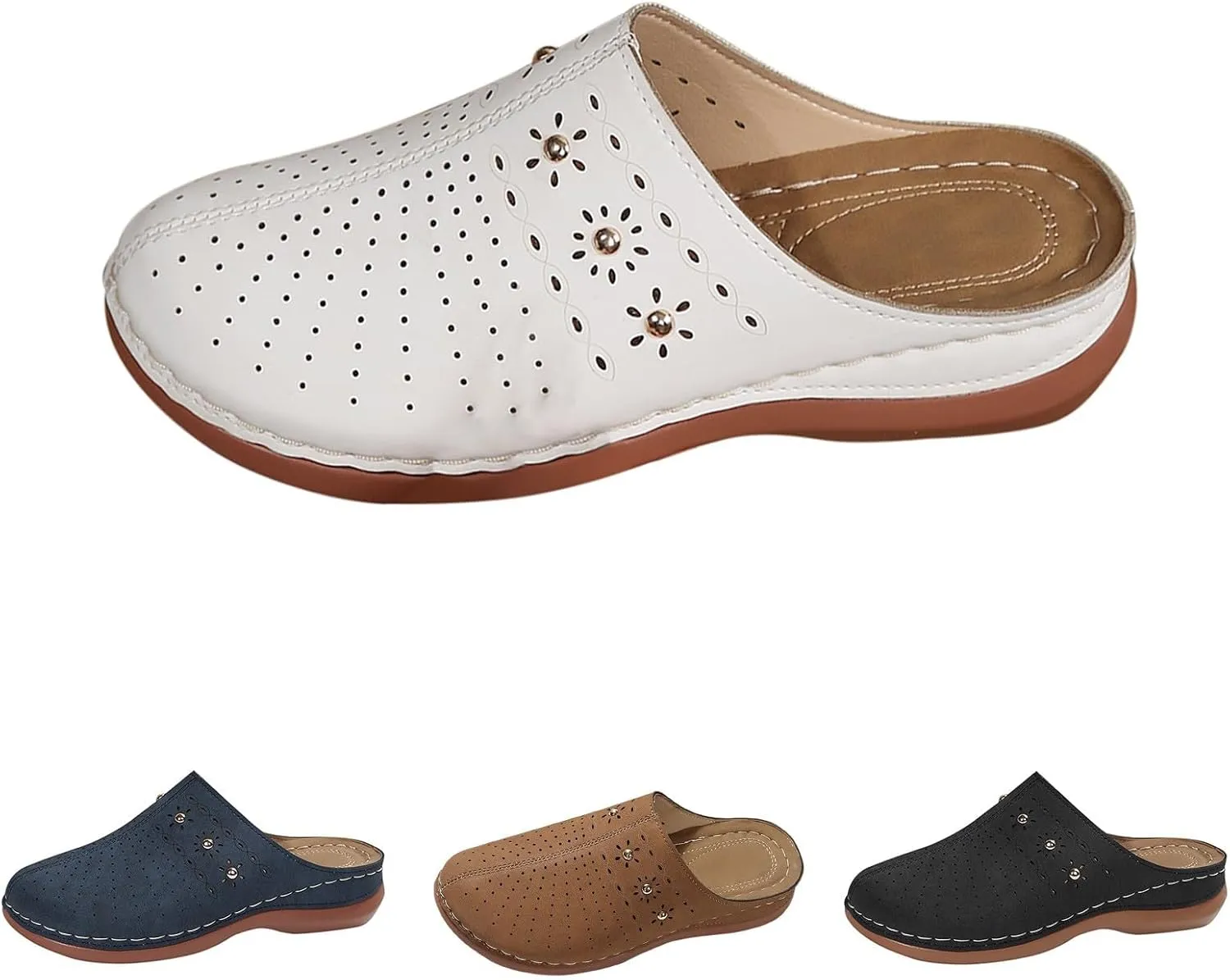 Clogs for Women Mules Slip-On Closed Toe Clog Comfortable Orthopedic Sandals Slingback Soft Cushion Slippers Beach Walking Shoes for Summer Outdoor Casual
