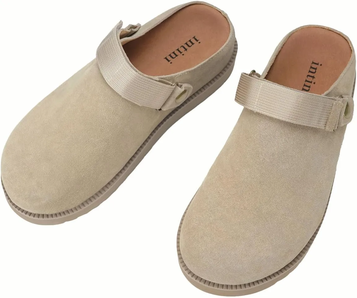 Clogs for Women Platform Clogs Slippers Classic Suede Leather Mules with Arch Support Comfortable Slip-on Sandals Shoes for Indoor Outdoor