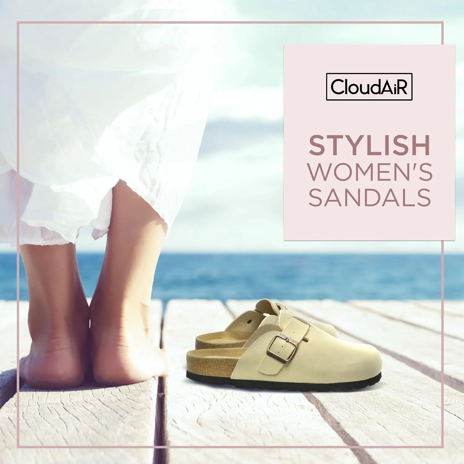 CLOUDAIR Farah Women's Clogs with Arch Support and Cork Footbed, Closed Toe Mules, House Slippers, Slip-On Design