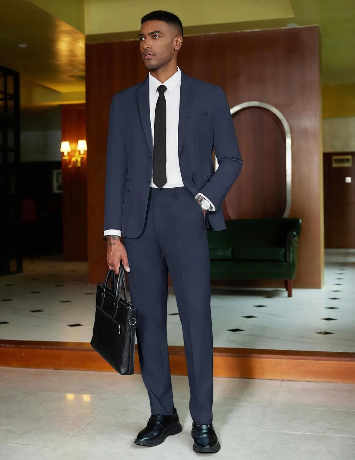 COOFANDY Mens 2 Piece Suit Slim Fit 2 Button Formal Jacket Suits Pants Set for Wedding Business Prom