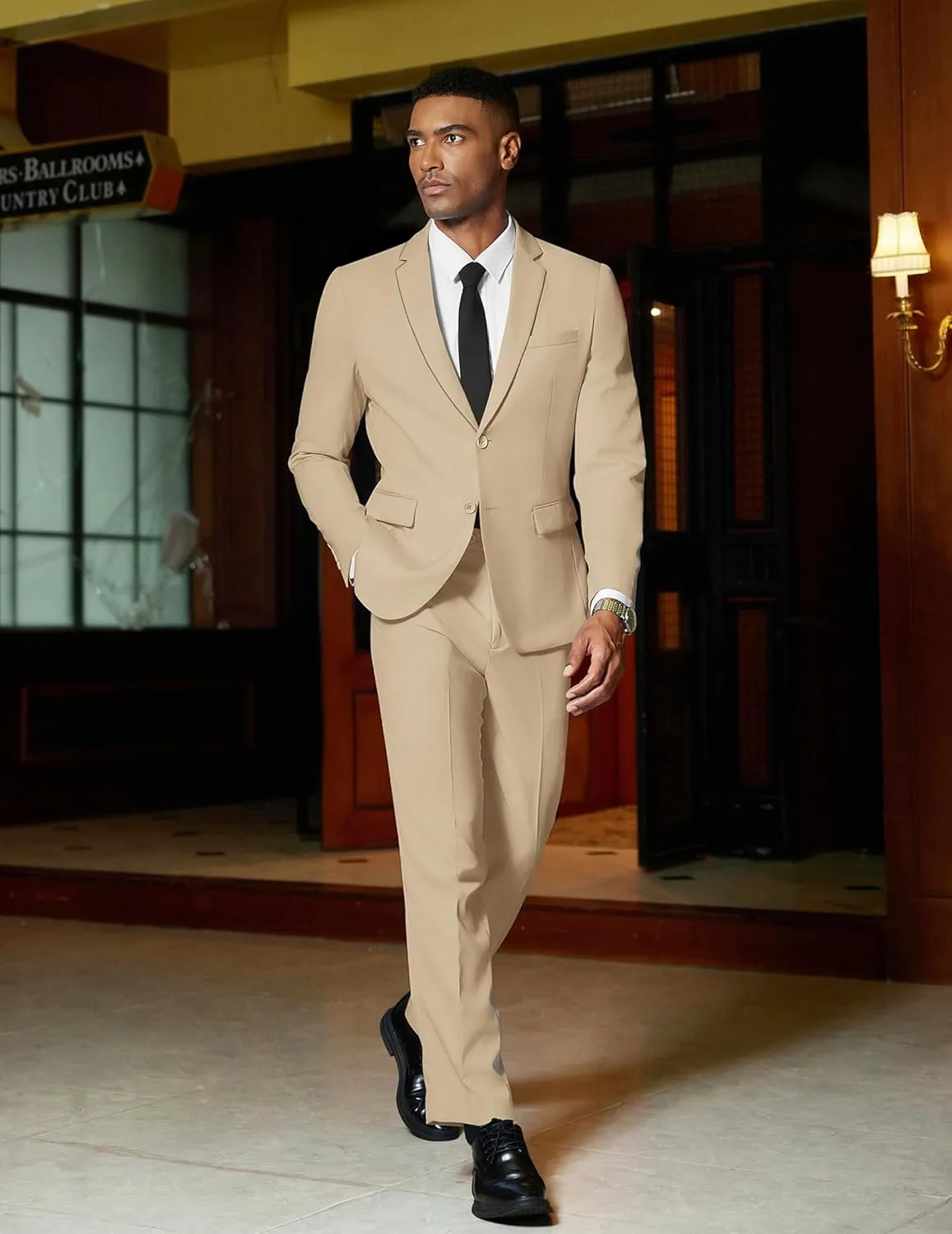 COOFANDY Mens 2 Piece Suit Slim Fit 2 Button Formal Jacket Suits Pants Set for Wedding Business Prom