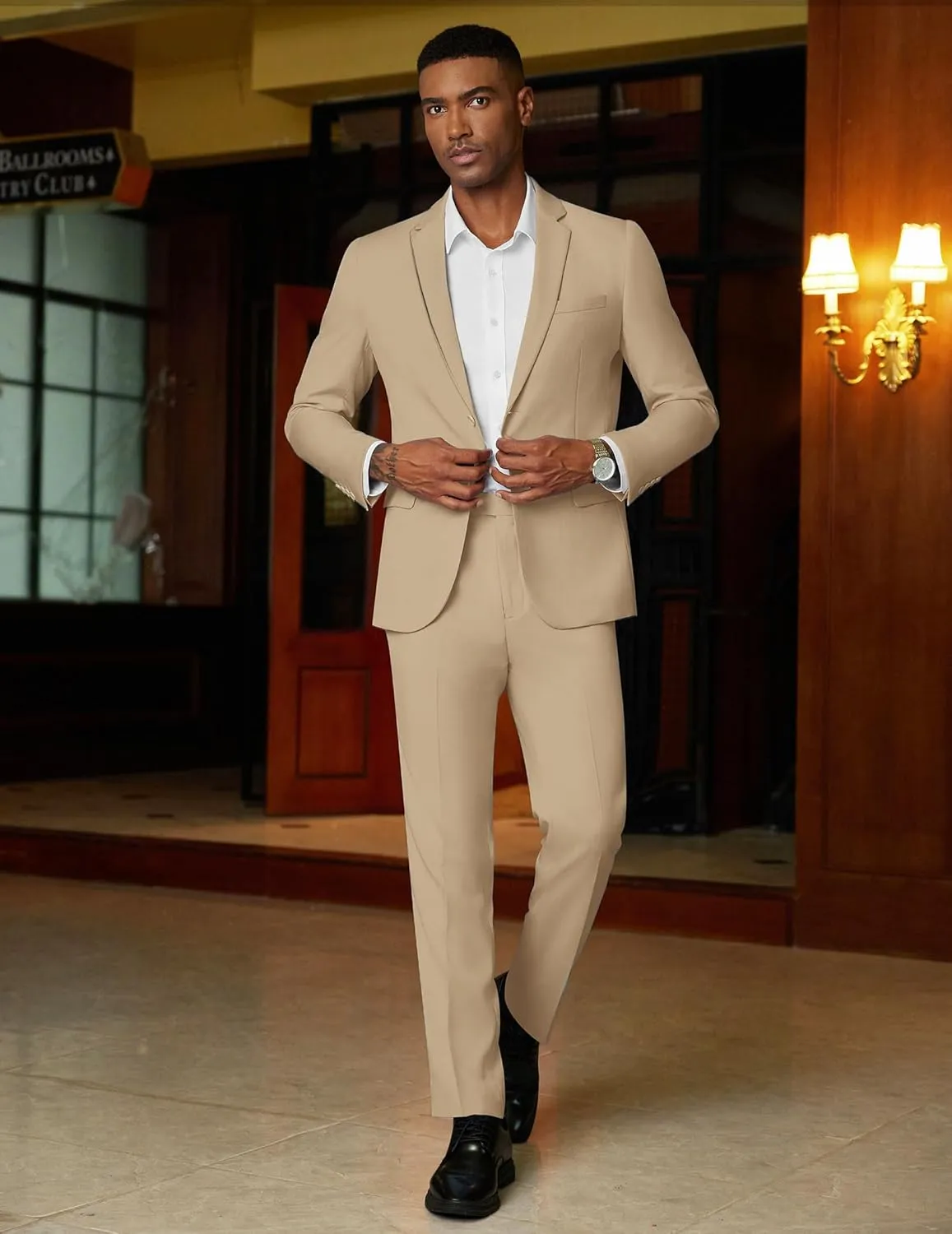 COOFANDY Mens 2 Piece Suit Slim Fit 2 Button Formal Jacket Suits Pants Set for Wedding Business Prom