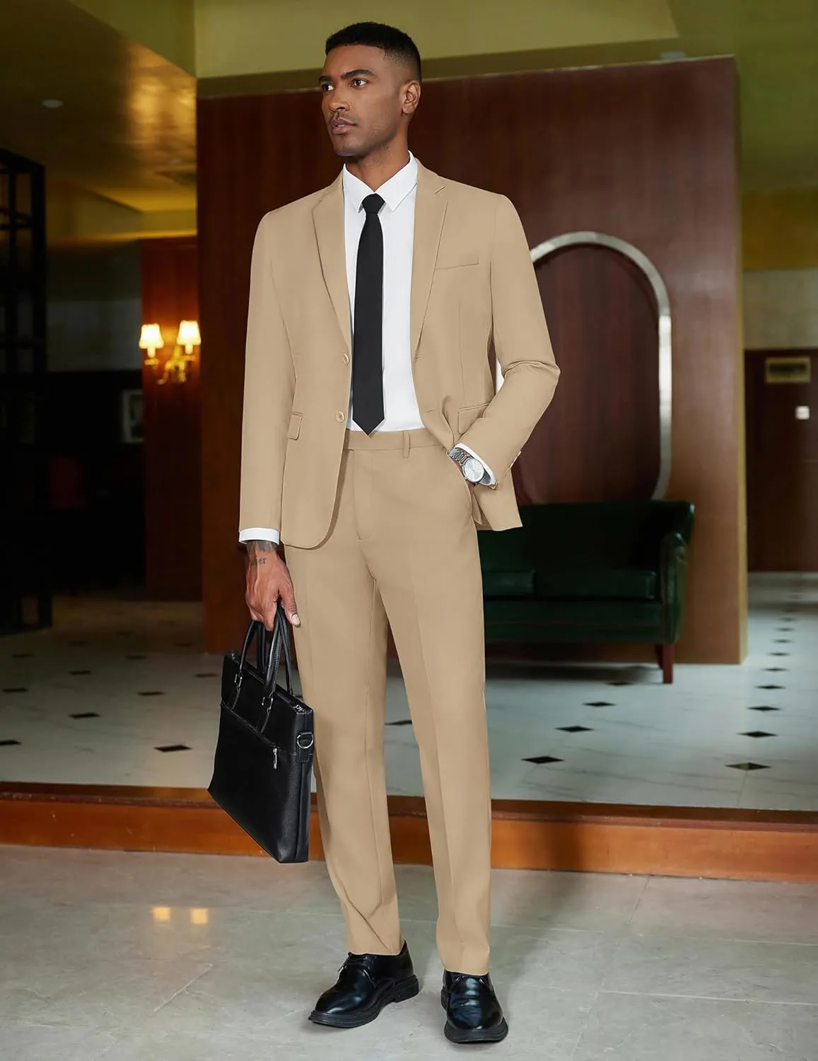 COOFANDY Mens 2 Piece Suit Slim Fit 2 Button Formal Jacket Suits Pants Set for Wedding Business Prom
