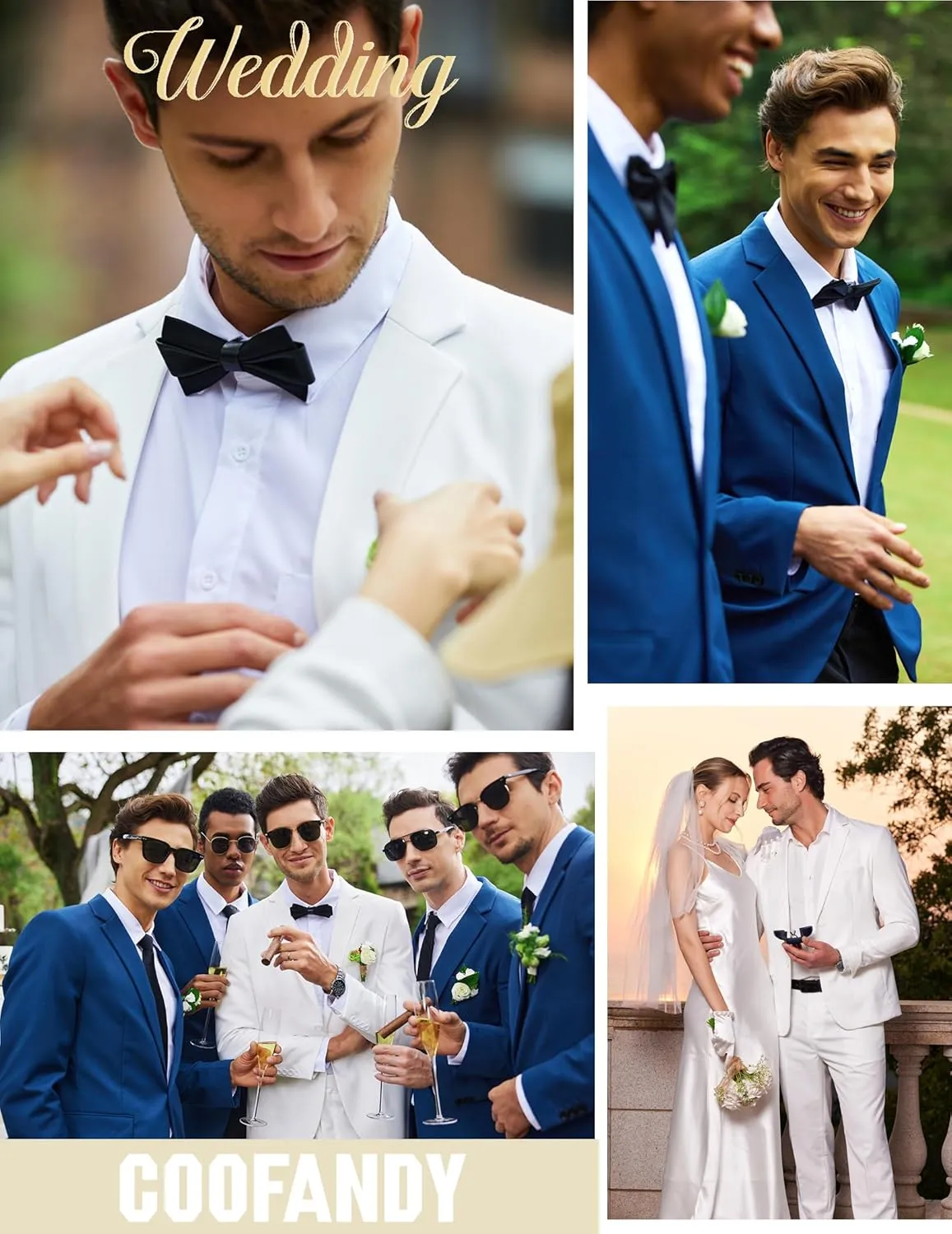 COOFANDY Mens 2 Piece Suit Slim Fit 2 Button Formal Jacket Suits Pants Set for Wedding Business Prom