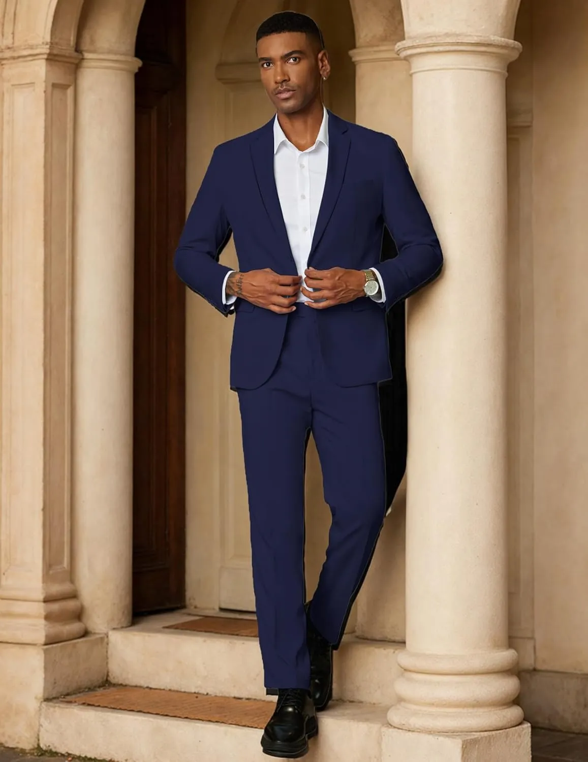 COOFANDY Mens 2 Piece Suit Slim Fit 2 Button Formal Jacket Suits Pants Set for Wedding Business Prom