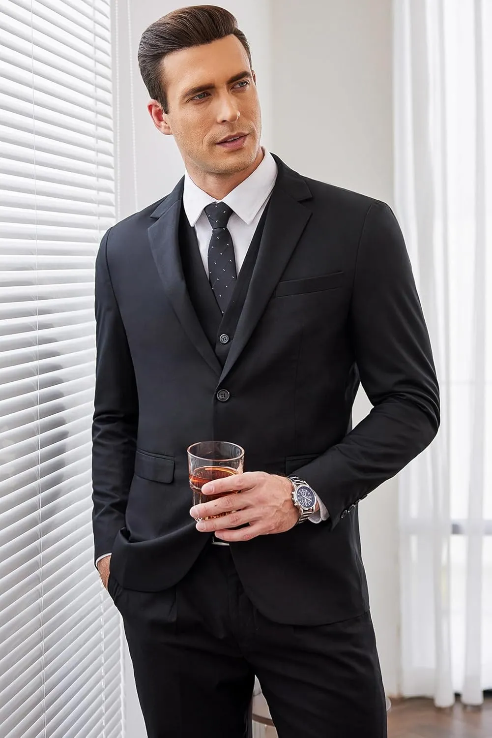 COOFANDY Men's 2 Piece Suits Classic Fit 2 Button Dress Suits Tuxedo Jacket Blazer for Wedding Business Dinner Prom
