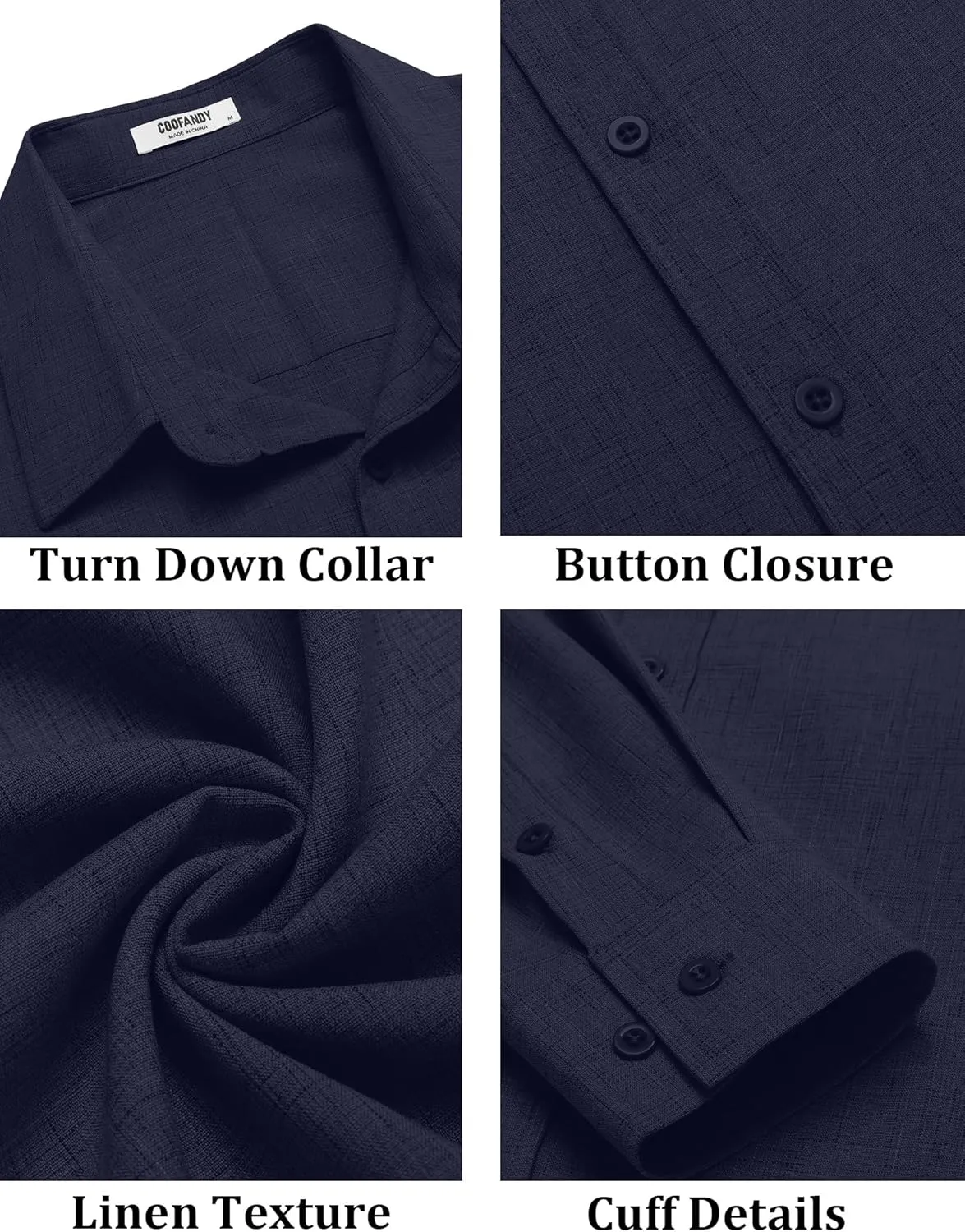 COOFANDY Men's Casual Button Down Shirt Long Sleeve Untucked Chambray Shirt Wrinkle Free Dress Shirts