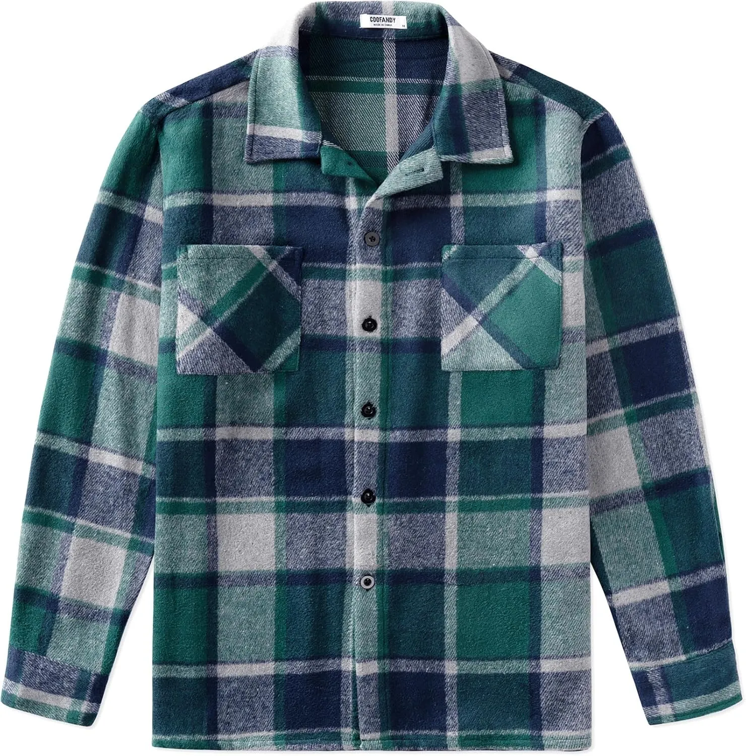 COOFANDY Men's Flannel Shirts Casual Button Down Plaid Shirt Jacket Long Sleeve Fleece Shacket with Pockets