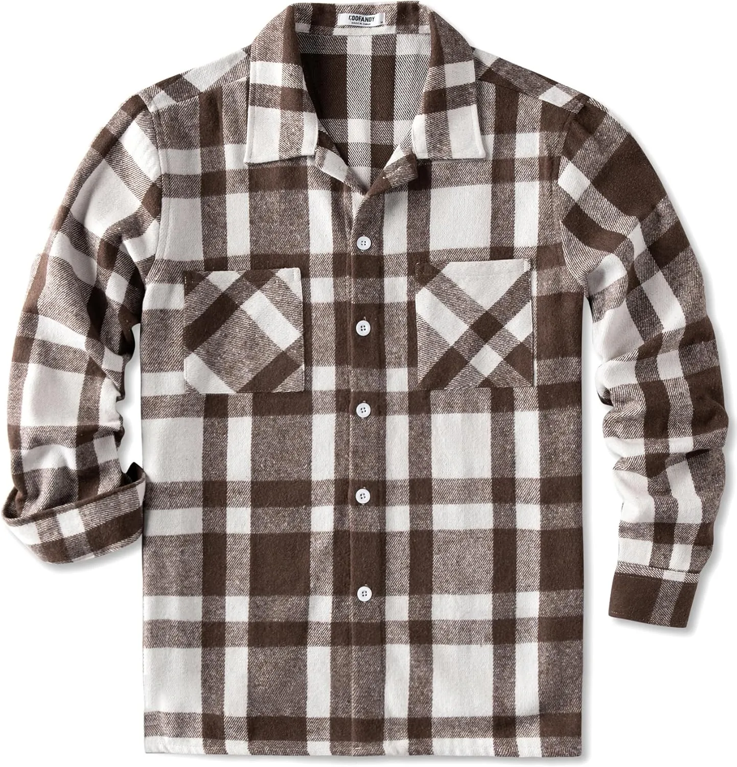 COOFANDY Men's Flannel Shirts Casual Button Down Plaid Shirt Jacket Long Sleeve Fleece Shacket with Pockets