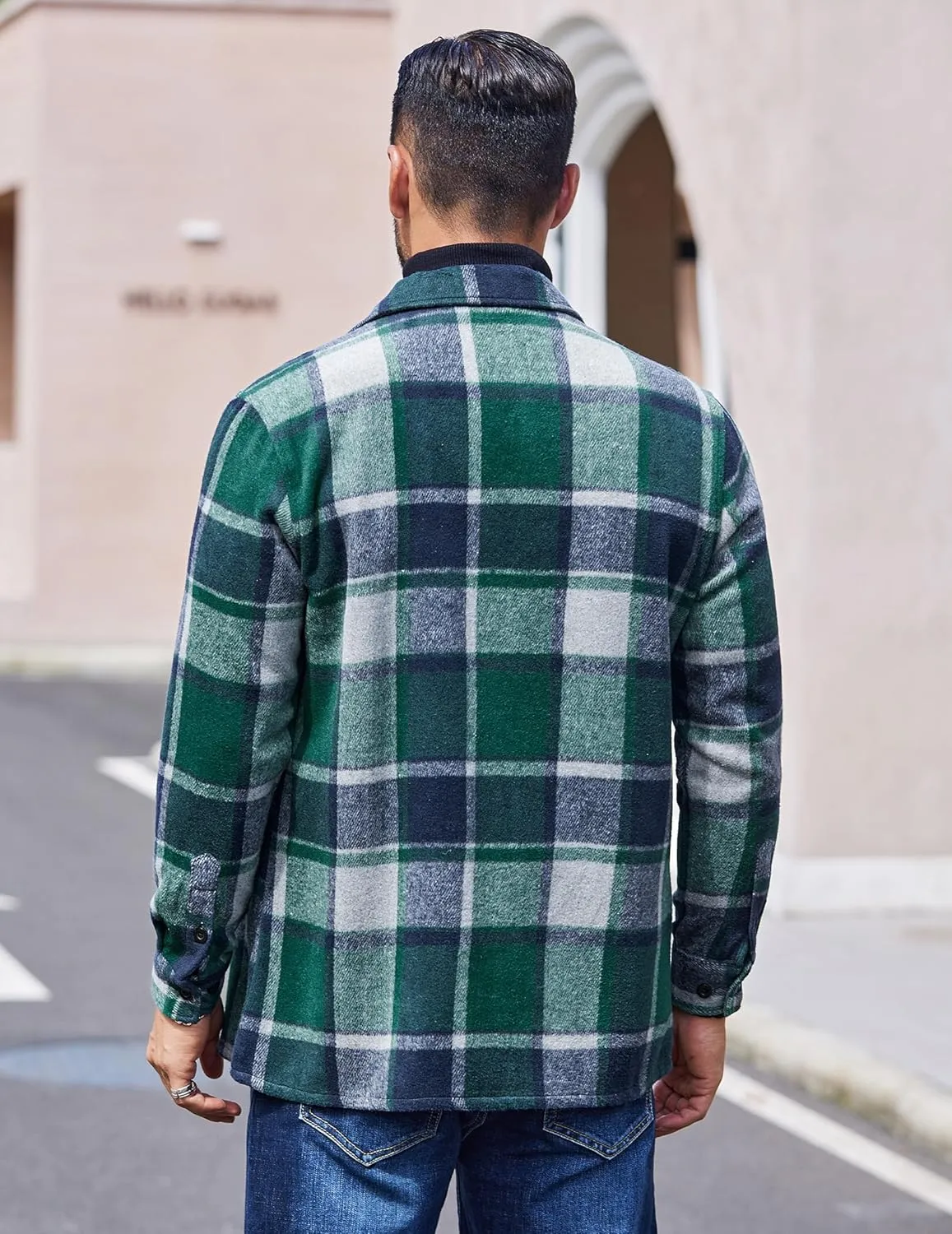 COOFANDY Men's Flannel Shirts Casual Button Down Plaid Shirt Jacket Long Sleeve Fleece Shacket with Pockets