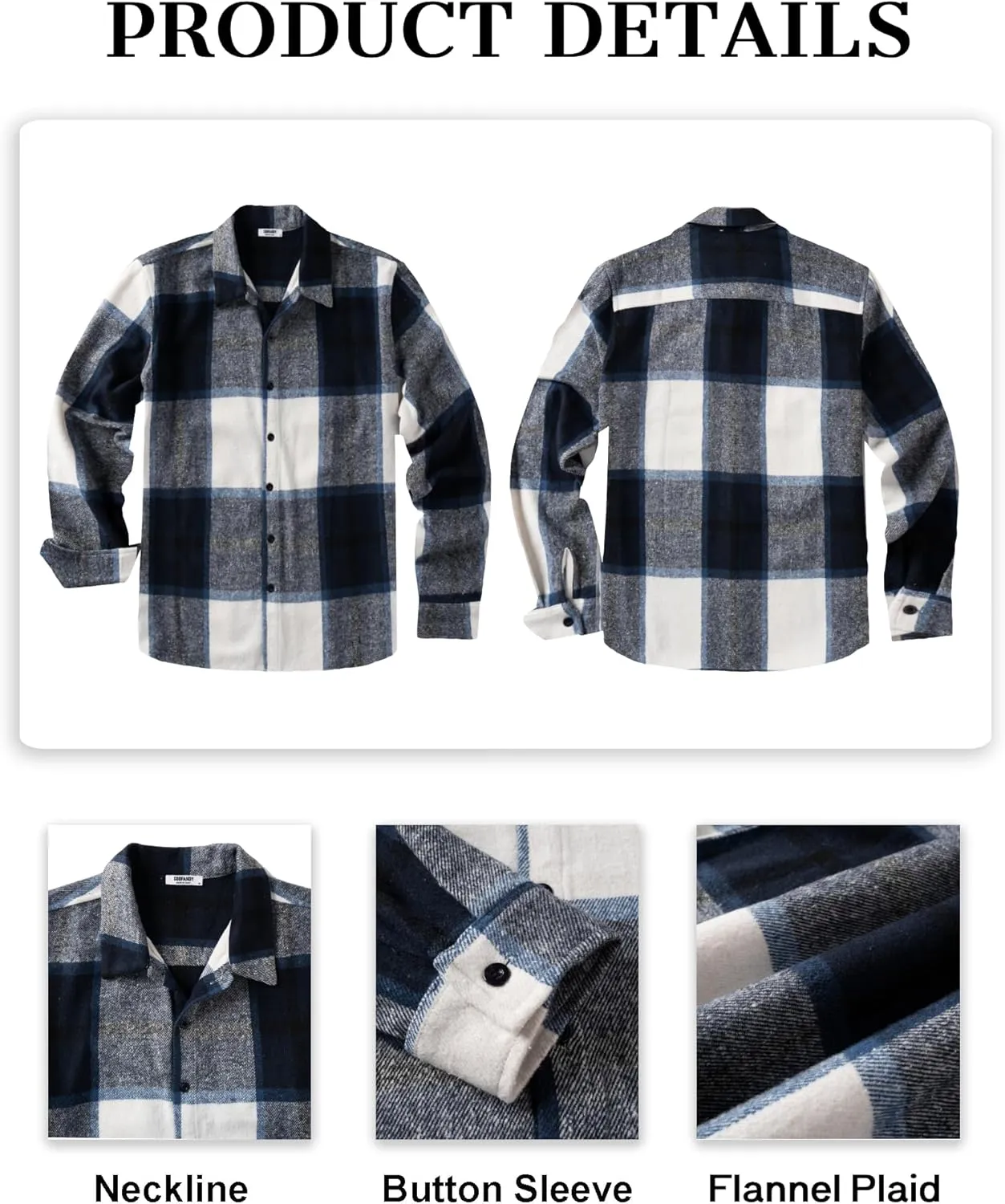 COOFANDY Men's Flannel Shirts Casual Button Down Plaid Shirt Jacket Long Sleeve Fleece Shacket