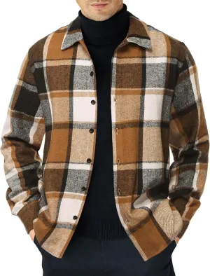 COOFANDY Men's Flannel Shirts Casual Button Down Plaid Shirt Jacket Long Sleeve Fleece Shacket
