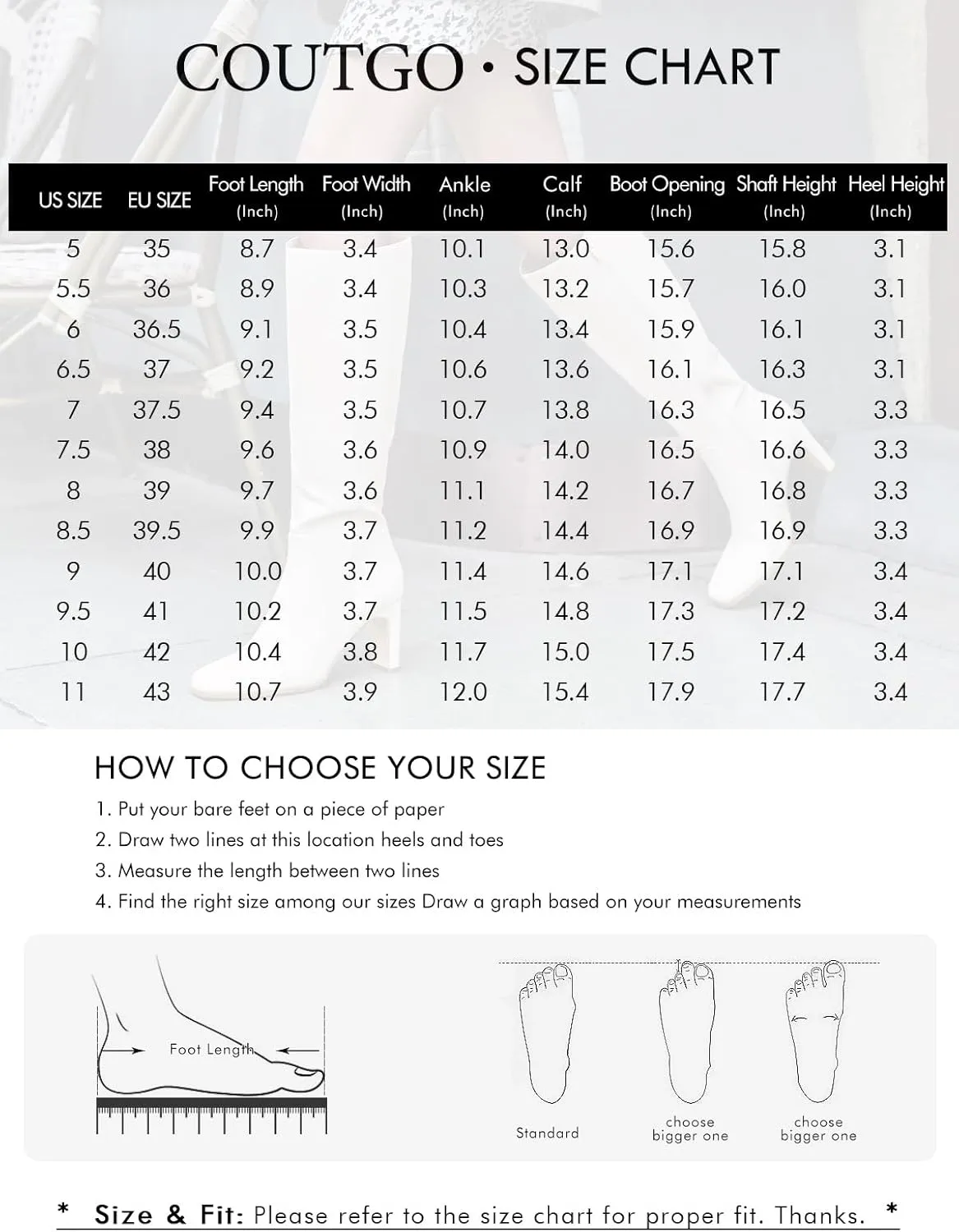 Coutgo Womens Square Toe Knee High Boots Leather Chunky Heel Fashion Dressy Winter Shoes with Side Zipper