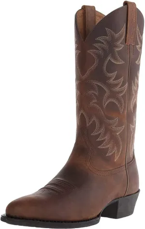 Cowboy Boots for Men Pointy Toe Men's Western Boots Cowgirl Boots Mid Calf Boots Knee High Embroidered Chunky Heel Boot Brown